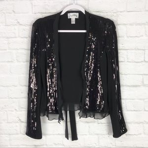 Joseph Ribkoff 8 Black Sequin Open Front Cardigan